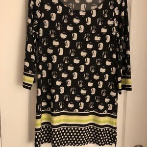Tunic size small. Black & white with lime accents